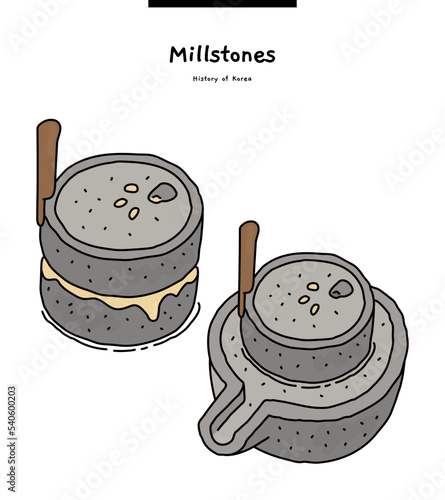 This is a Korean antique 'millstone'. It was used when grinding grain.	
