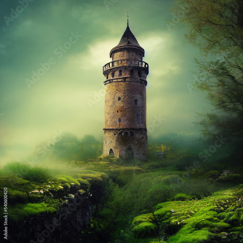 fantasy medieval castle in enchanting landscape