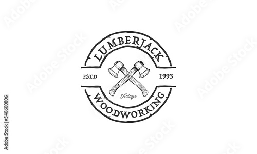 lumberjack logo graphic design template vector illustration vector