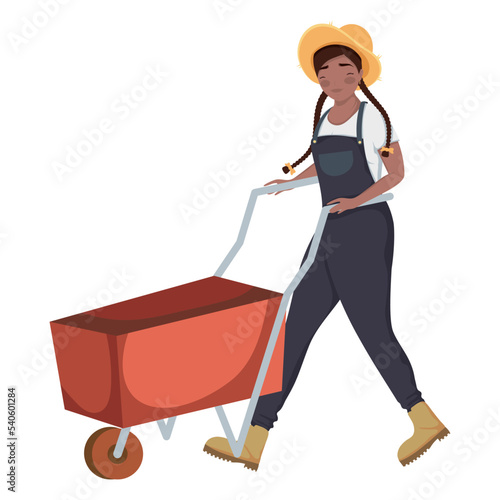 female farmer with wheelbarrow