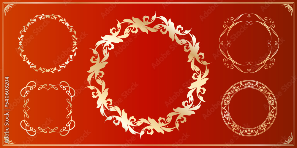Christmas motif frame design set. Gorgeous and elegant design material Christmas motif frame design set. Gorgeous and elegant design material