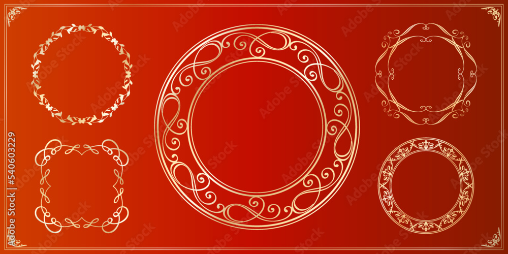 Christmas motif frame design set. Gorgeous and elegant design material Christmas motif frame design set. Gorgeous and elegant design material
