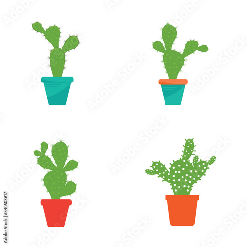 Cactus in flowerpot logo Vector illustration