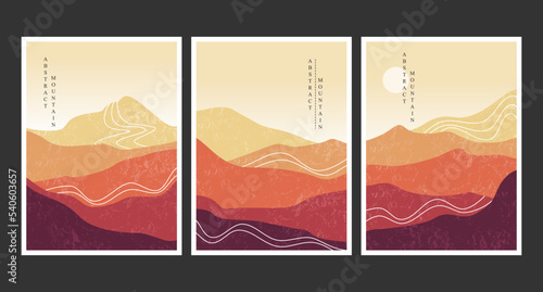 Abstract mountain painting, Abstract background, Premium Vector