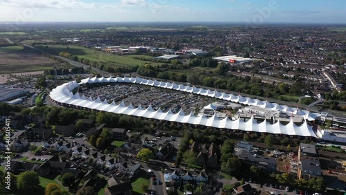 Wide aerial view of Ashford McArthur Glen Designer Outlet, in Ashford, Kent, UK photo