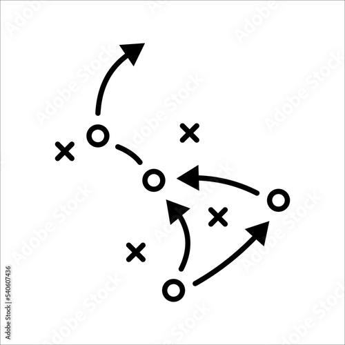 soccer tactics icon, game success strategy in football, scheme play, vector illustration on white background