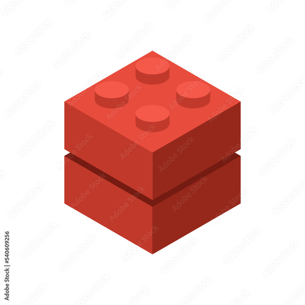 Obraz premium Toy bricks colored isometric vector illustration