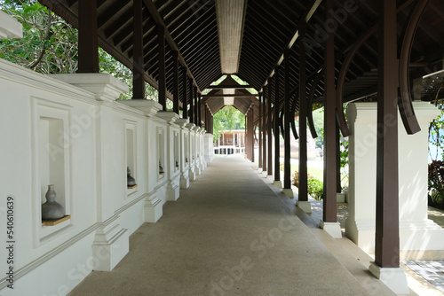 Beautiful corridor at Pangkor Laut resort, Malaysia. © peacefoo