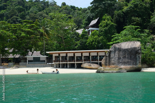 Beautiful pangkor laut resort during hot afternoon day. Pangkor Laut Resort offers luxury villas with 5-star facilities and services. 