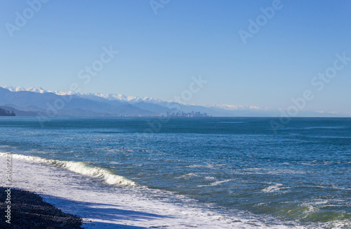 Georgia seascape. View on Batumi city from Kobuleti.