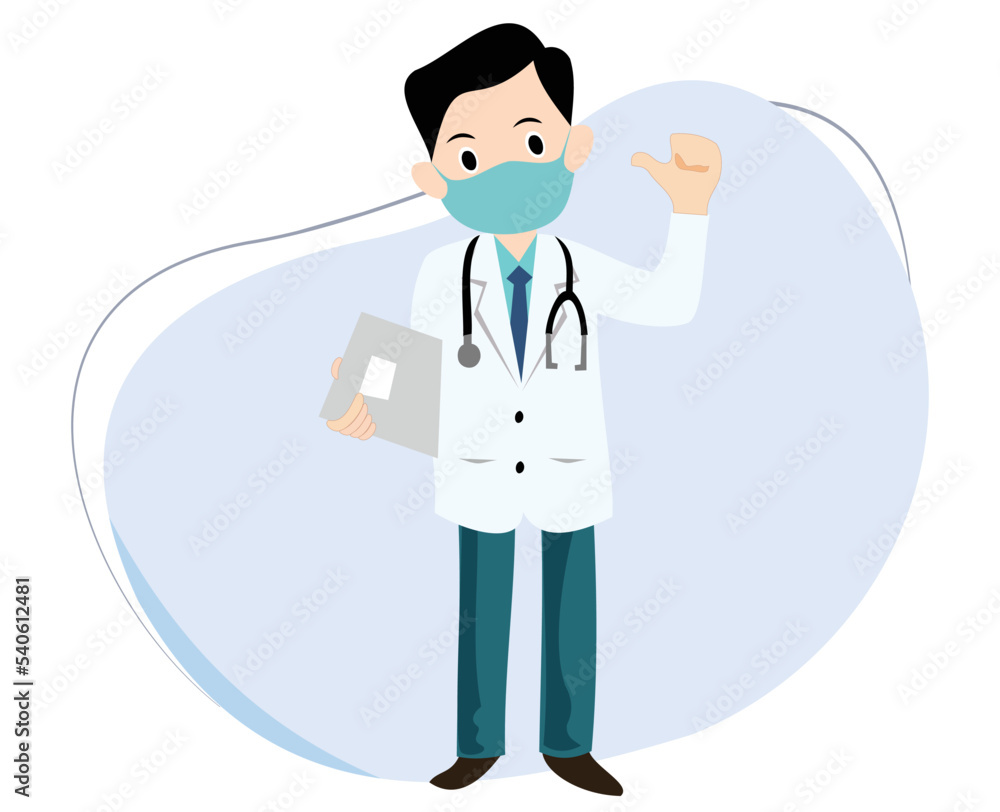 vector male doctor in standing pose. flat design