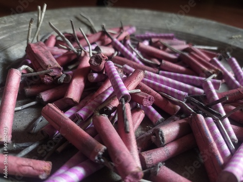 different types of fireworks for Diwali festival celebration - India- Oct 24, 2022 photo