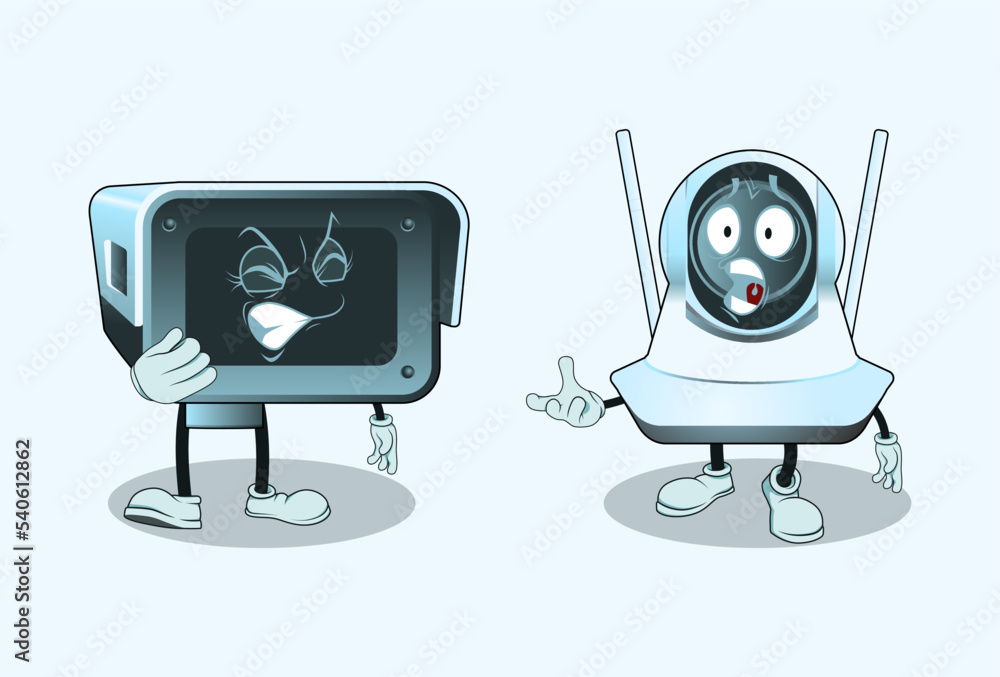 Naklejka premium CCTV Cartoon Characters with face expression