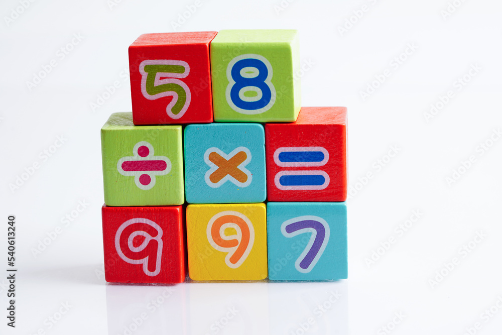 Number wood block cubes for learning Mathematic, education math concept. Number wood block cubes for learning Mathematic, education math concept.