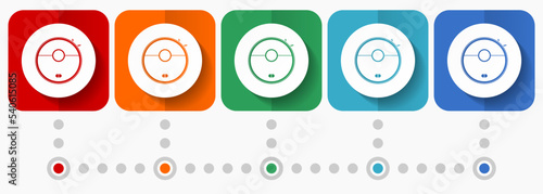 Robot vacuum cleaner vector icons, infographic template, set of flat design symbols