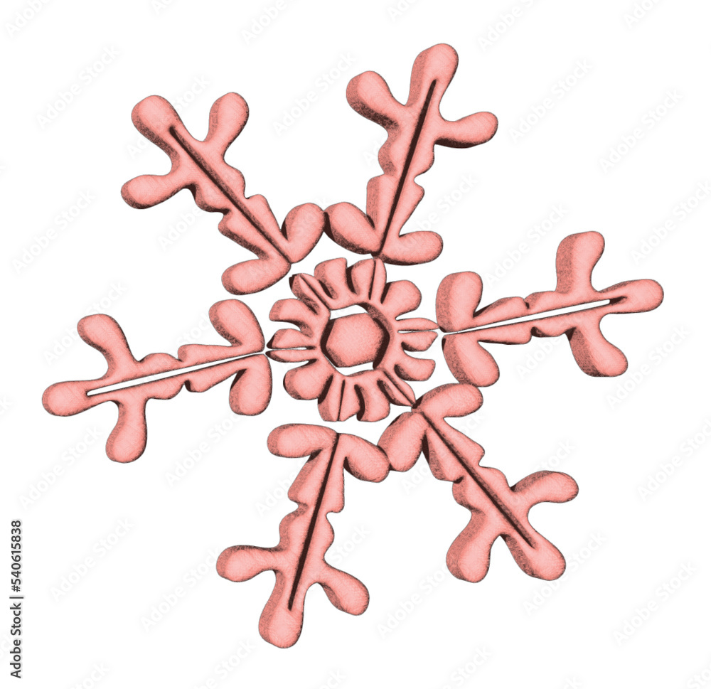 Isolated pink snowflake in 3D illustration Isolated pink snowflake in 3D illustration