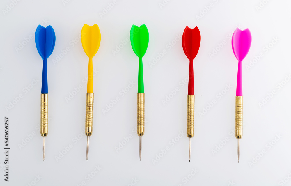 Five darts on white background Five darts on white background