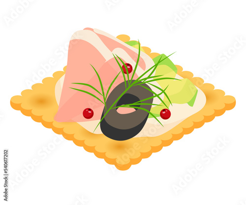 カナッペ　生ハム　アボカド　ベクターイラスト
