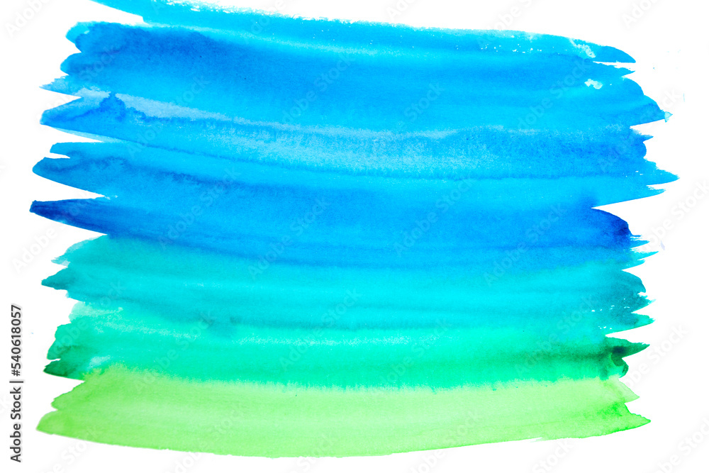 Fototapeta premium Wtercolor Blue Gradient Hand Drawn Background.