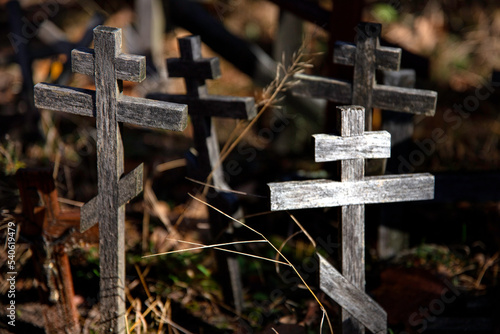 Fototapeta Naklejka Na Ścianę i Meble -  Święta Góra Grabarka, drewniane krzyże, Podlasie