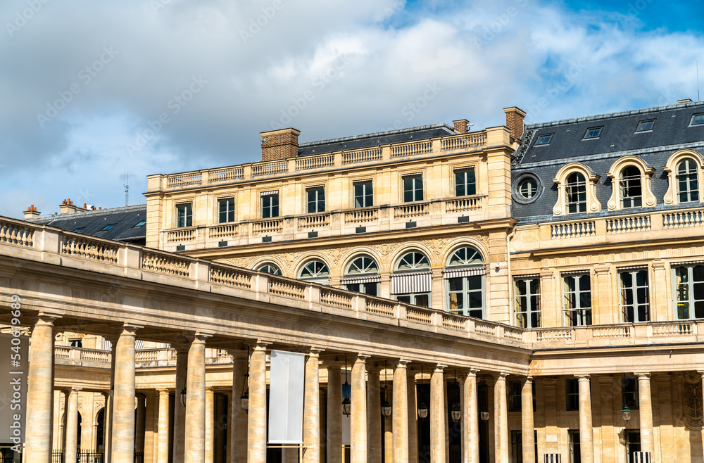 The Palais-Royal, a former royal palace in the center of Paris, France