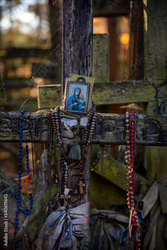 Fototapeta Naklejka Na Ścianę i Meble -  Święta Góra Grabarka, drewniane krzyże, Podlasie