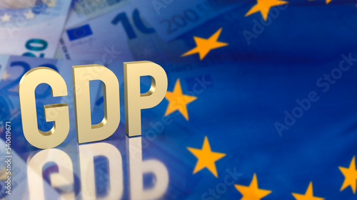 The gold gdp text on euro background for business concept 3d rendering photo