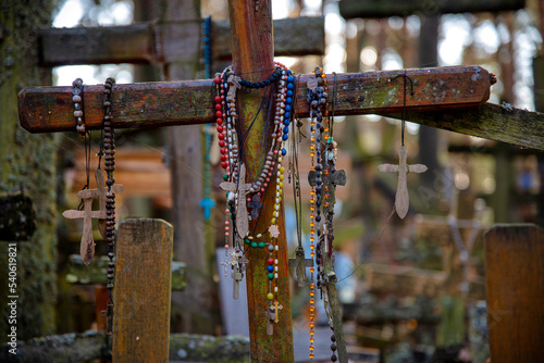 Fototapeta Naklejka Na Ścianę i Meble -  Święta Góra Grabarka, drewniane krzyże, Podlasie