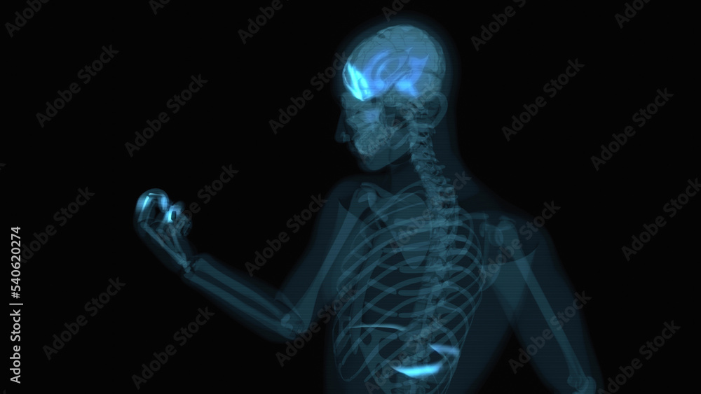 3D abstract anatomy concept of an elbow pain 3D abstract anatomy concept of an elbow pain