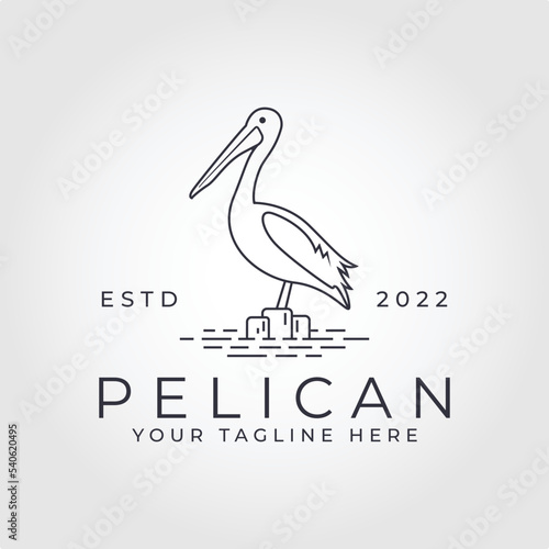 Pelican Line art logo illustration vector Design.