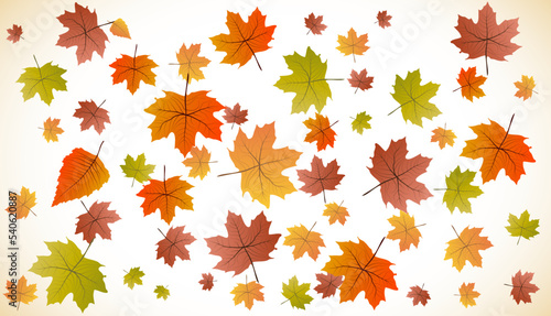Autumn drawing background. Dead leaves falling. Vector illustration