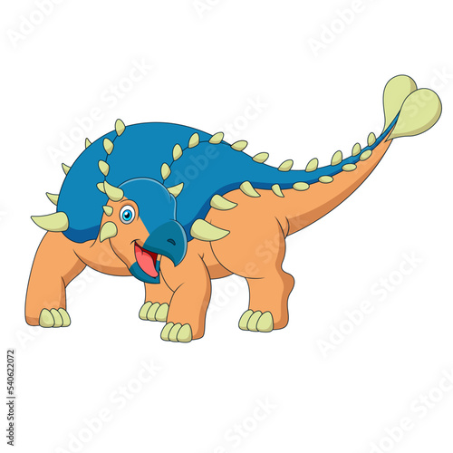 Cute ankylosaurus cartoon. Cute animal cartoon. Vector illustration
