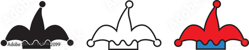 Carnival or clown or Mardi Gras hat simple silhouette icon on background