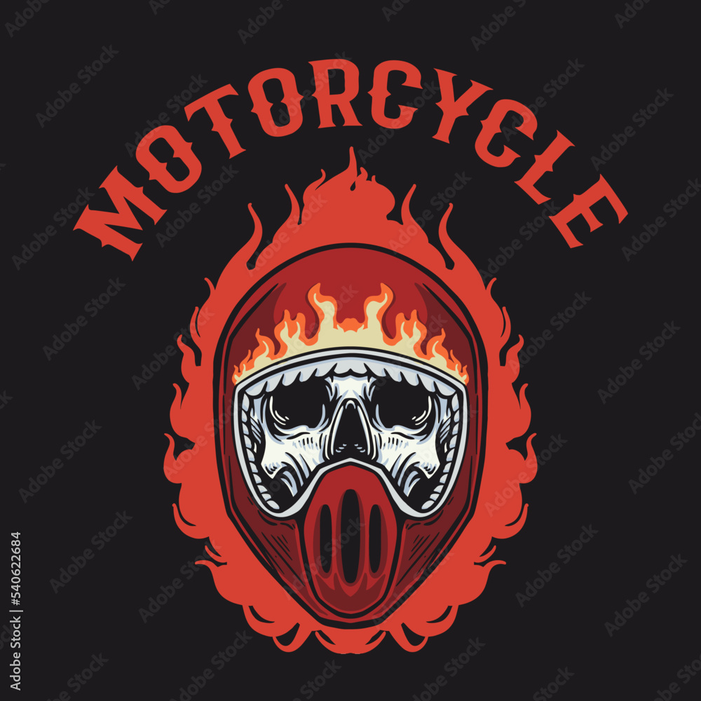 Skull Helmet Motorcycle vector Illustration