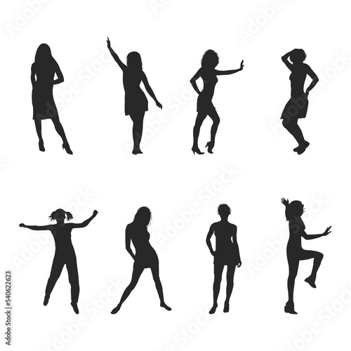 Vector collection of silhouettes of people dancing