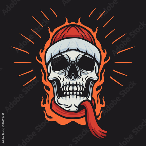 Skull Beanie with scarf Vector Illustration