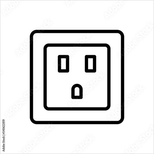 Electric Socket Icon, 3 Pin Electric Power Outlet Socket For Plug Icon