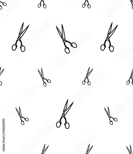 Scissors Icon Seamless Pattern, Cutting Scissors