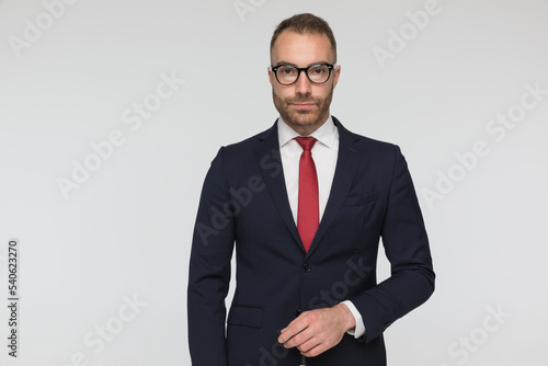 young handsome businessman wearing an elegant suit