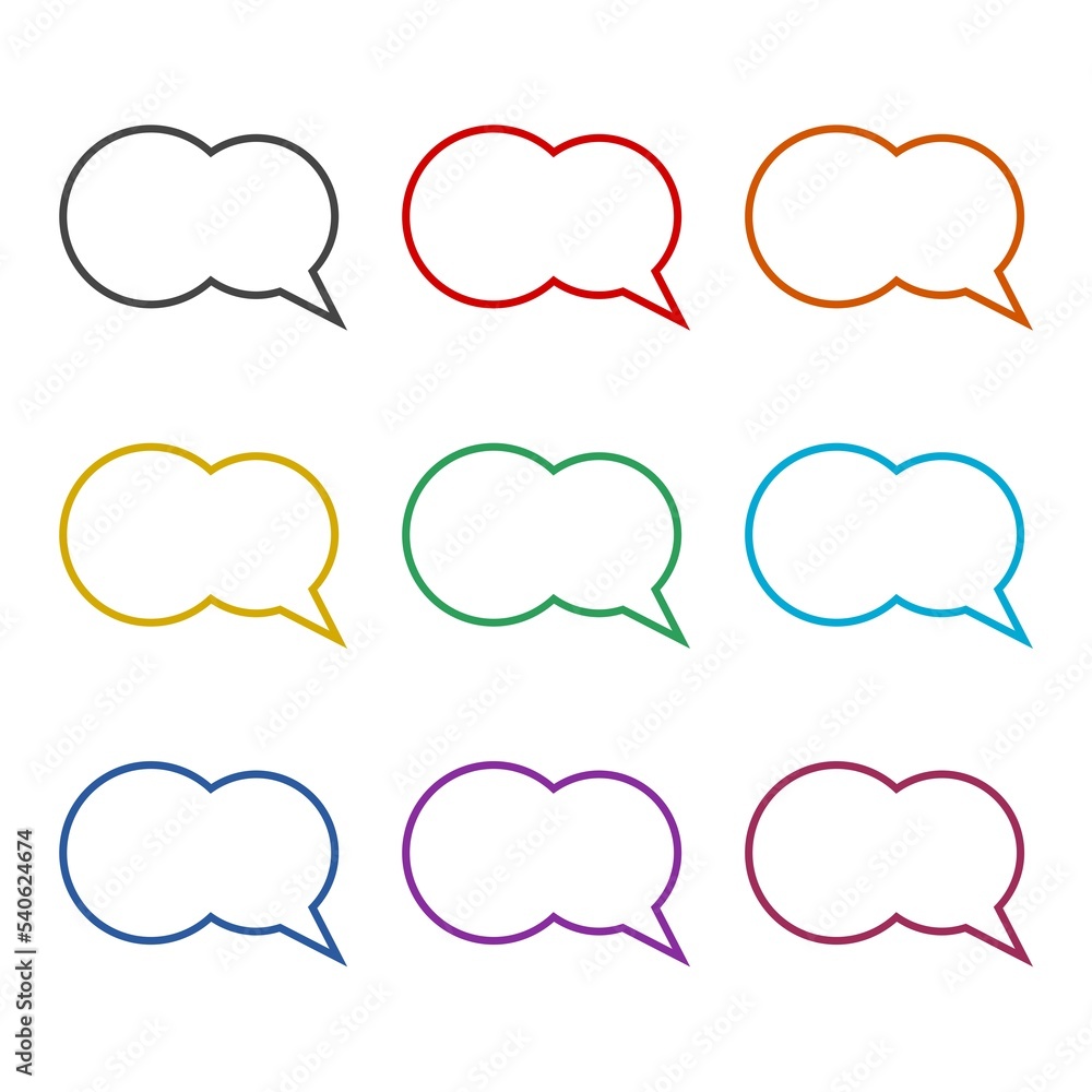 Speech And Thought Bubble icon isolated on white background. Set icons colorful Speech And Thought Bubble icon isolated on white background. Set icons colorful