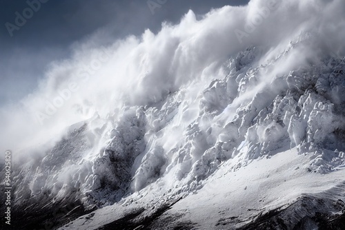 Vászonkép Giant avalanche in mountain closeup