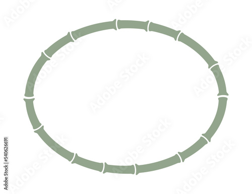 Green bamboo stalk oval frame. Natural ellipse text box. Bamboo branch border. Blank frame template. Vector illustration isolated in flat style on white background.