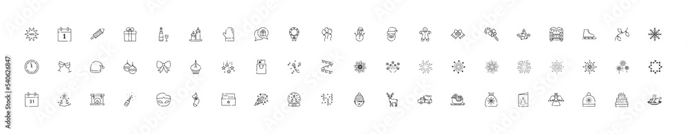 Christmas, line, icon set Christmas, line, icon set