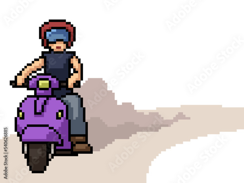 pixel art scooter rider road