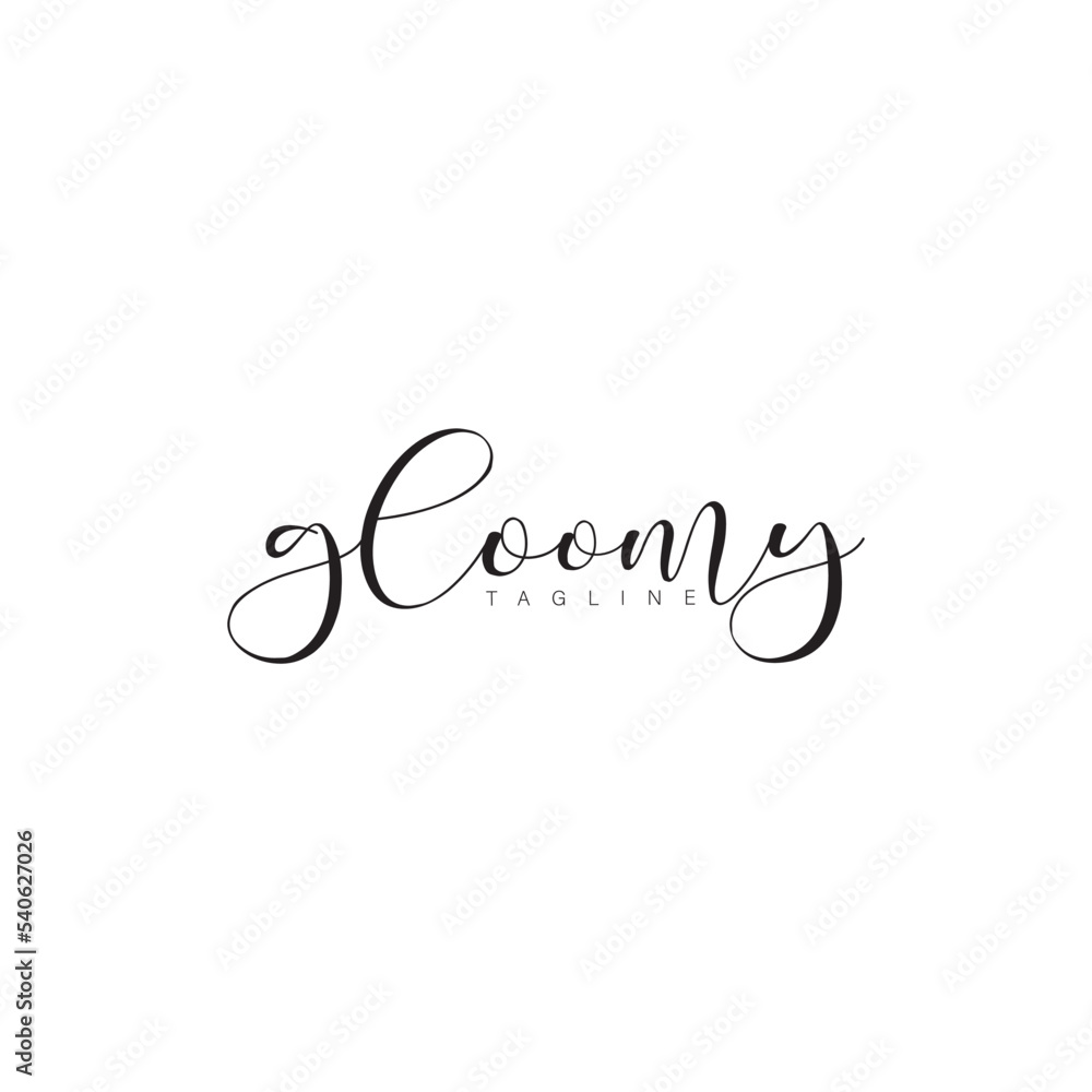GLOOMY Modern calligraphy text. Vector hand-drawn illustration black and white