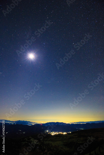 night landscape with moon and stars