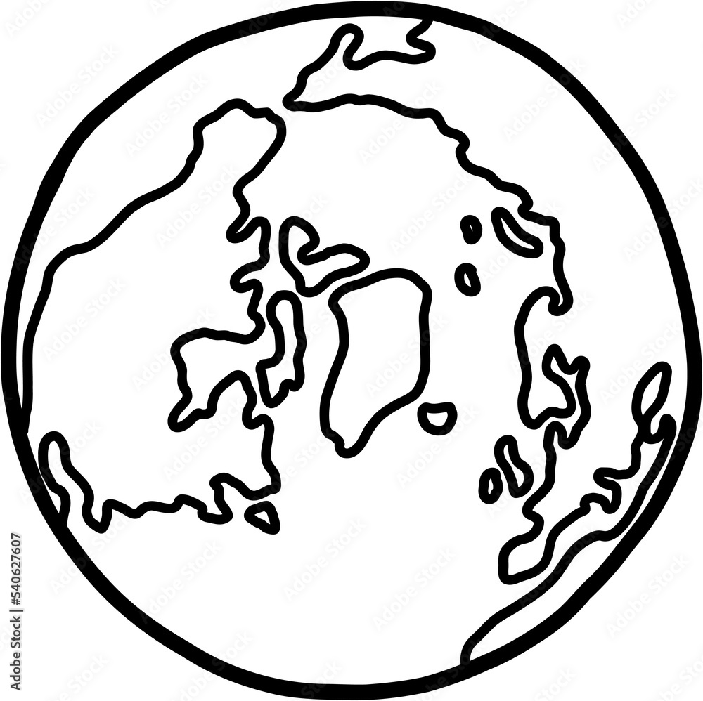 Freehand world map sketch on globe. Freehand world map sketch on globe.