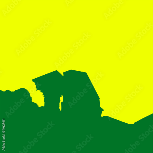 Background with silhouette of the unfinished church of the city of venosa with the colors of the city for presentations and graphic schemes