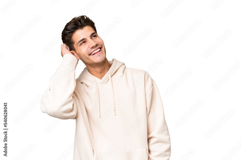 Young caucasian handsome man over isolated background thinking an idea Young caucasian handsome man over isolated background thinking an idea