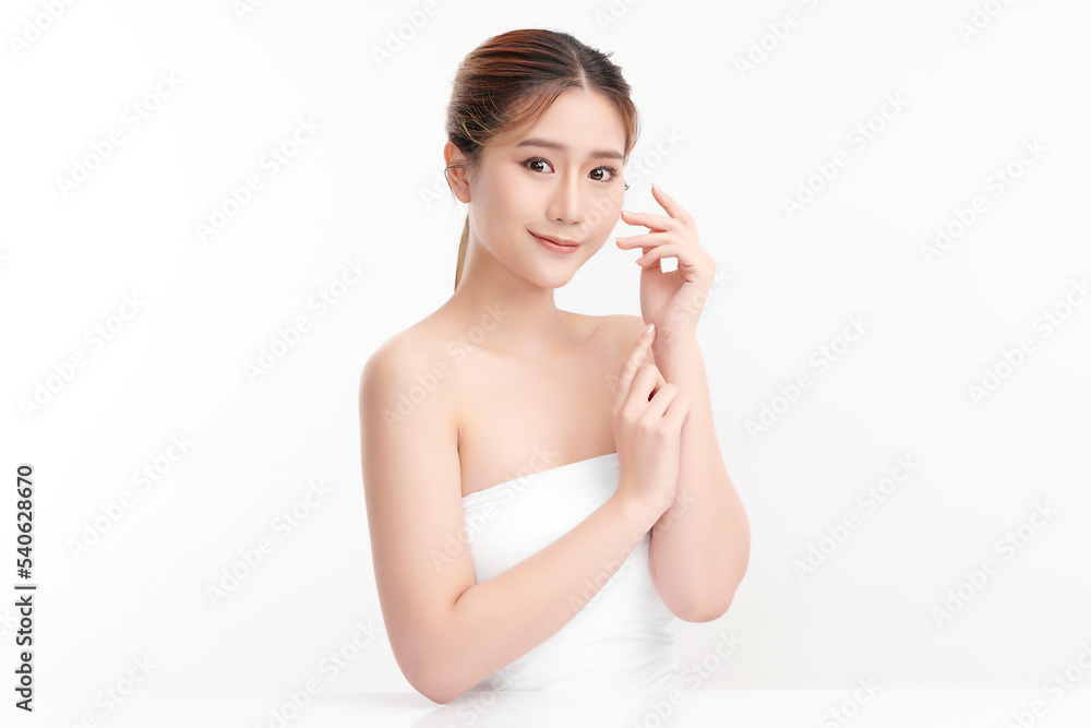 Beautiful young asian woman with clean fresh skin on white background, Face care, Facial treatment, Cosmetology, beauty and spa, Asian women portrait. Beautiful young asian woman with clean fresh skin on white background, Face care, Facial treatment, Cosmetology, beauty and spa, Asian women portrait.